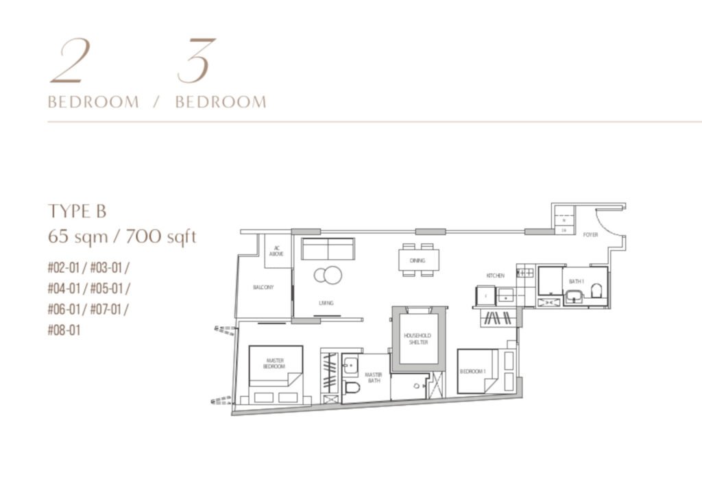 Ocho 2 Bedrooms Floor Plan